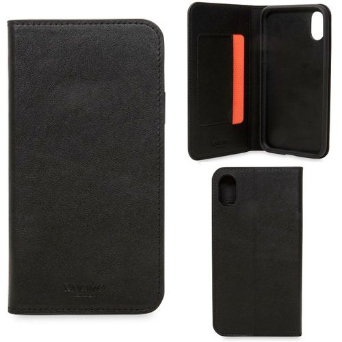 Etui De Luxe Knomo Cuir Noir Avec Rabat Latéral Iphone X