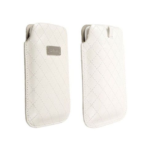 Krusell Avenyn Mobile Pouch L Long - Housse Pour Téléphone Portable - Aspect En Cuir - Blanc