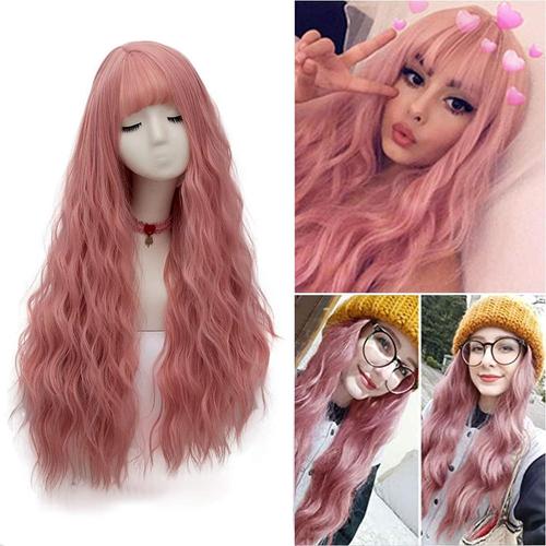 Rose Perruque Femme Bresilienne Blonde Bouclée Gradient Girl Fashion Net Rose Couleur T Crochet Tresses Extensions Perruques