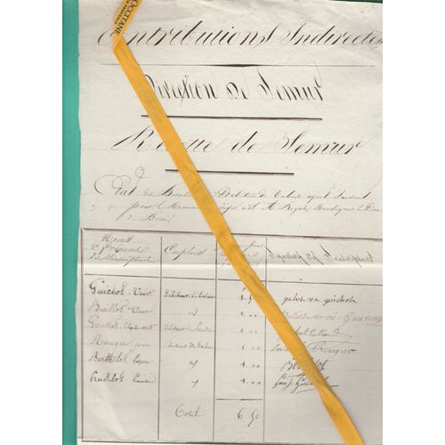 Semur En Auxois,État Des Buralistes Ayant Souscrit Pour Le Monument Au Duc De Berri, 1820