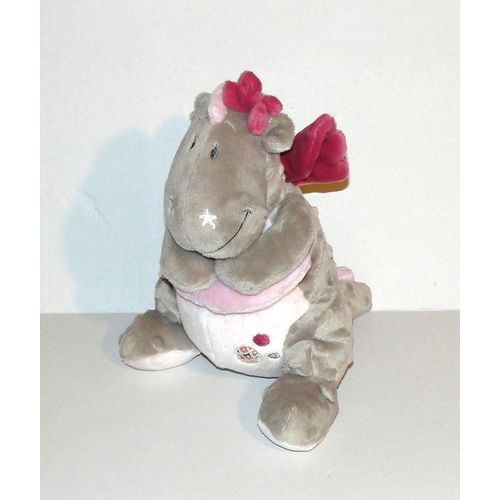 Doudou Musical Dragon Rose Victoria De Noukies Peluche Berceuse 26 Cm