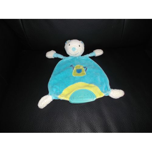 Doudou Plat Ours Bleu Imprimé Arrosoir Babysun