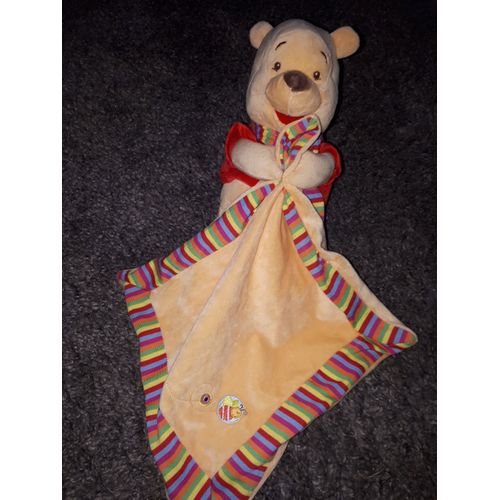 Doudou Winnie Disney Nicotoy Couverture Rayé Grelot Tee Shirt