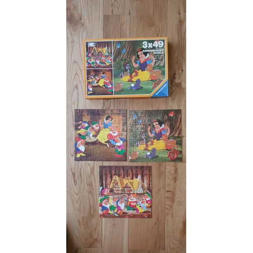 Ancien Puzzle Ravensburger 3x49 Pièces Blanche-Neige