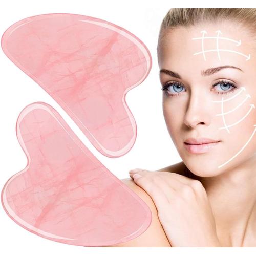 Rose Lot De 2 Pierres De Résine Gua Sha - Outil De Massage Pour Le Visage, Les Yeux, Le Cou - Appareil De Massage Anti-Age -