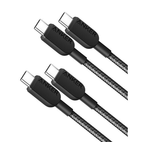 noir cable USB C vers USB C, 310 lot de 2 cable USB C 2.0(60 W/3 A) charge rapide pour iPhone 15, Samsung Galaxy S22, iPad Pro 2021,