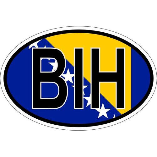 Autocollant Sticker Ovale Oval Drapeau Code Pays Bih Bosnie Herzegovine