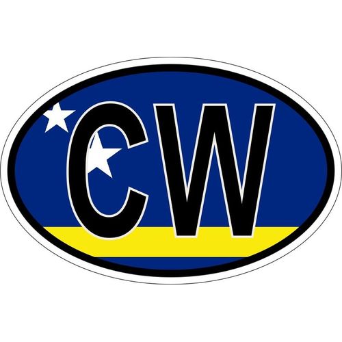 Autocollant Sticker Ovale Oval Drapeau Code Pays Cw Curacao