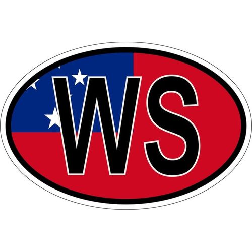Autocollant Sticker Ovale Oval Drapeau Code Pays Ws Samoa