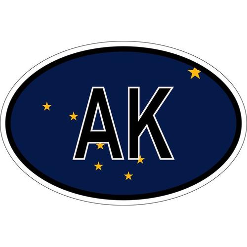 Autocollant Sticker Ovale Oval Drapeau Code Pays Usa Alaska Ak
