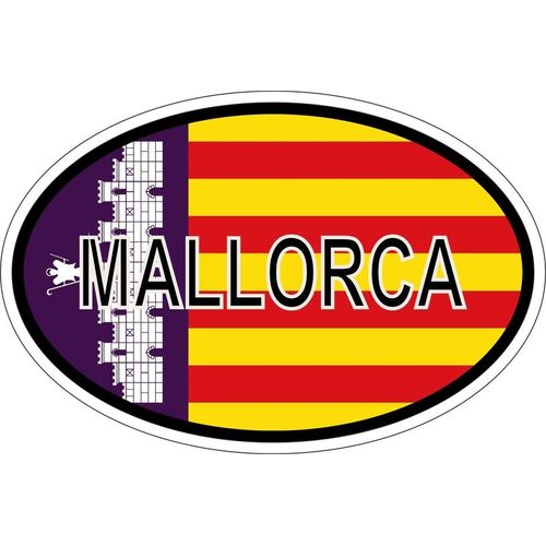 Autocollant Sticker Ovale Oval Drapeau Code Pays Mallorca Majorque