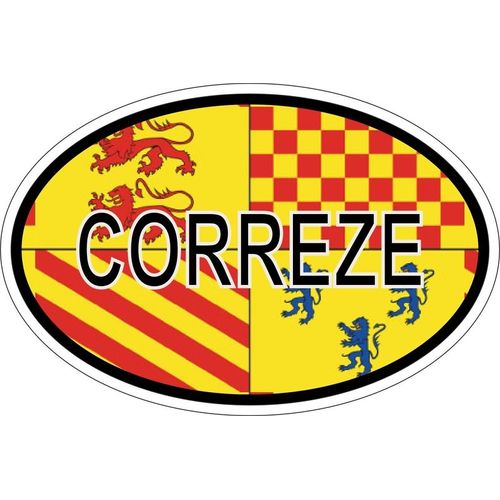 Autocollant Sticker Ovale Oval Drapeau Code Pays Correze Departement