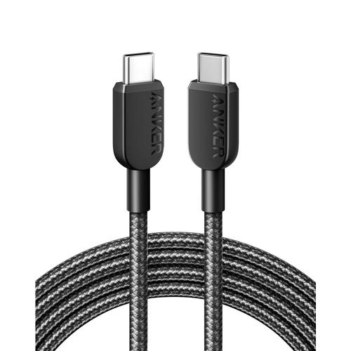 Noir cable USB C vers USB C 2.0, 310 cable de charge USB C (60 W/3 A) charge rapide pour iPhone 15, Samsung Galaxy S22, iPad Pro