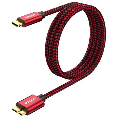 rouge Cable USB C vers Micro B - 1 m - USB 3.1 - 10 Gbps - Fiche USB C vers Micro B male - Compatible avec Toshiba, Seagate, WD,