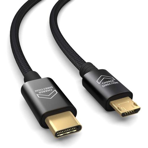 2 m Cable de connexion USB OTG de 2m, cable MICRO USB vers USB C (charge les appareils USB C), cable de données, cable de charge,