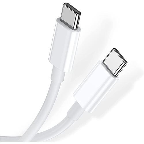 blanc USB-C vers USB-C Cable de charge rapide 3A PVC Matériau Compatible avec Dell XPS12/13/15 Latitude, Venue 8/10 PRO,Vostro14 /15