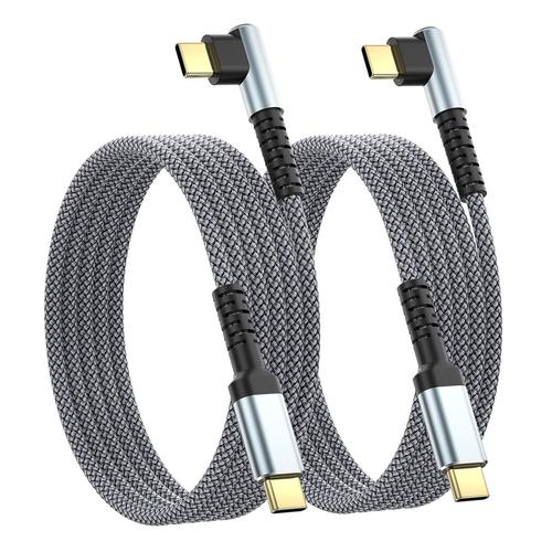 gris Cable USB C [2-Pack, 3M] 3.1A Chargeur Type C Chargement rapide Angle droit, Tresse en nylon USB to USB C Cable Compatible with