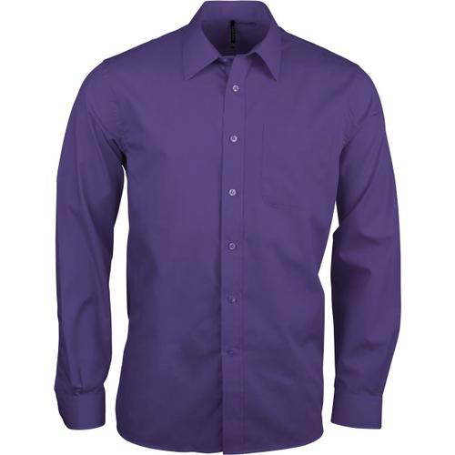 Chemise Popeline Manches Longues - K545 - Violet Pourpre - Homme