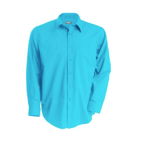 Chemise Popeline Manches Longues - K545 - Bleu Turquoise - Homme