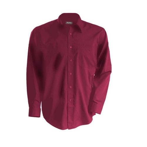 Chemise Popeline Manches Longues - K545 - Rouge Vin - Homme