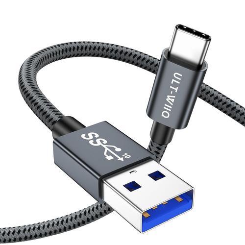 Cable USB C Charge Rapide QC 3.0 AFC Cable USB A vers USB C 10Gbps Haute Vitesse Transfert de Données 30 CM Cable USB Type C Court