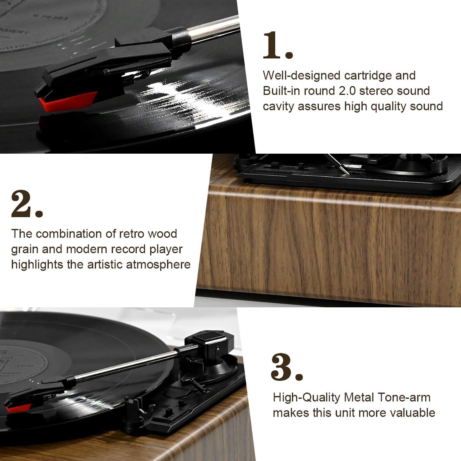 Gris Gris Platine Vinyle, Tourne-Disque Vinyle Bluetooth Por... - 3