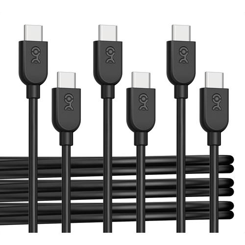 Noir Lot de 3 cables de charge USB C avec Power Delivery 60W - 1,8m (cable USB C vers USB C) en noir, compatible avec iPhone 15/15