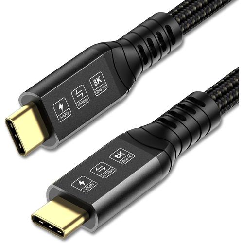 Cable Thunderbolt 4 40Gbps Supporte 8K@60Hz/4K@120Hz Compatible avec Thunderbolt 3/USB 4 pour iPhone 15 Pro Max, Macbook, Mac Studio