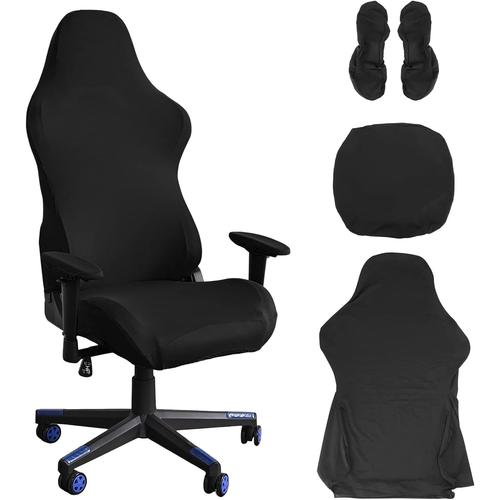 Nizirioo Housse De Chaise De Gaming - Housse De Chaise De Bureau - Noir - Extensible - Pour Chaise De Jeu D'ordinateur, Style Racing