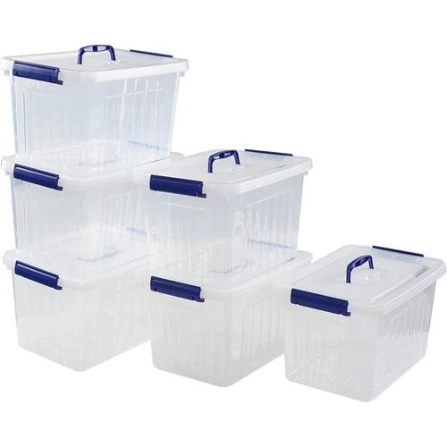 Transparente 10 Litres Boite Plastique Transparente Avec Couvercle, Lot De 6