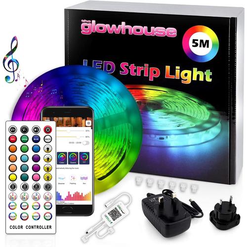Multicolores Glowhouse Uk Bande Lumineuse Led Bluetooth De Qualité Supérieure Avec Télécommande Et Contr Le De L'application