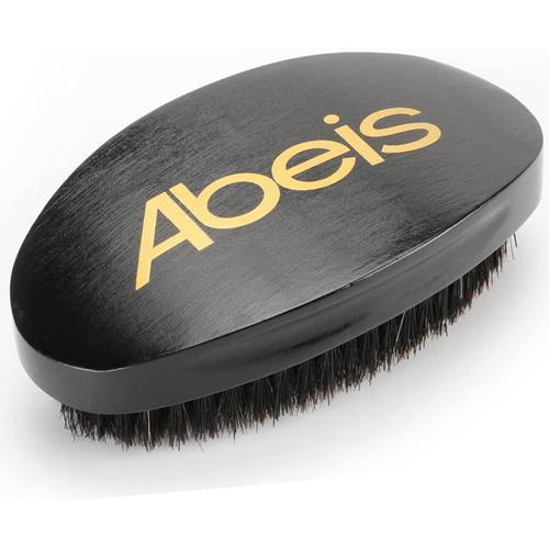 Black 360 Wave Brush - Beech Wooden Handle Wave Brush With 100% Medium Soft Boar Bristle - Hair Brush For Wave Hair(Black)