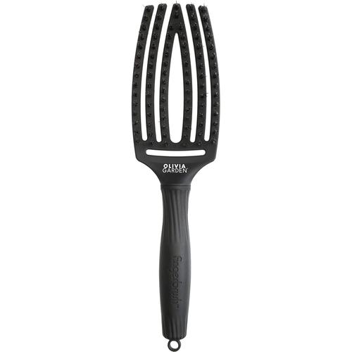 Black - Fingerbrush Care Iconic Boar & Nylon Full Black Hairbrush - Medium
