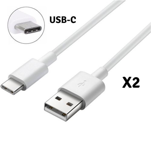 Lot 2 Cables USB-C Chargeur Blanc pour Huawei MATE 9 / 10 / 20 / PRO / LITE - Cable Type USB-C Mesure 1 Metre [Phonillico]