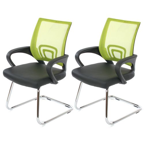 Lot De 2 Chaises De Conférence / Chaise Visiteurs Ancona, Simili-Cuir   Vert
