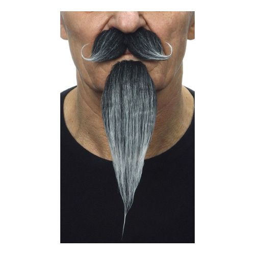 Moustache Anglaise Avec Bouton Gris (Taille Unique)