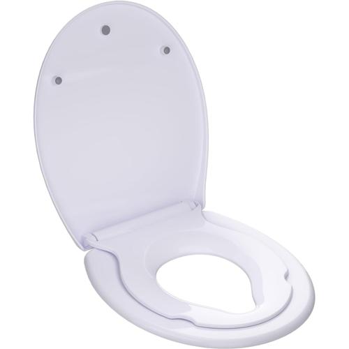 Siège ovale pour enfant Abattant de WC avec système d'abaissement automatique ¿ Couvercle de toilette ovale blanc pour famille,