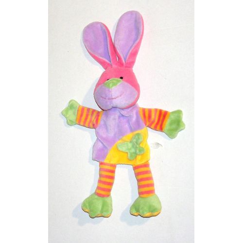 Doudou Lapin Rose Violet Orange Vert Flor Albi Peluche Marionnette Barcelona