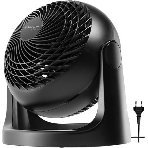 Noir Woozoo, Ventilateur de bureau silencieux, puissant & portable, 23m2, Portée 15m, Inclinaison verticale à 360°, Chambre - Woozoo
