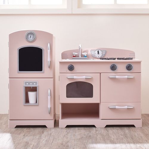 Cuisine Enfant Little Chef Dinette En Bois Rose Fille Garçon Jeux Td-11413p