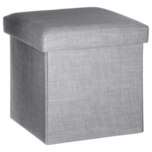 Pouf Coffre Pliable Tomaz - L. 38 X H. 38 Cm - Gris Clair