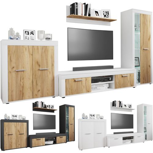 Vcm 4 Pcs. Tv Lowboard Armoire De Télévision Mur D'armoire Salon Annexe Mur Usilo Xl