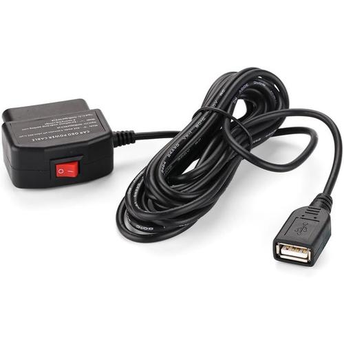 Usb Cable D'alimentation Pour Caméra De Voiture Dashcam,Con Un Doppio Interruttore Due Modalità,24 Heures Mode De Surveillance Et