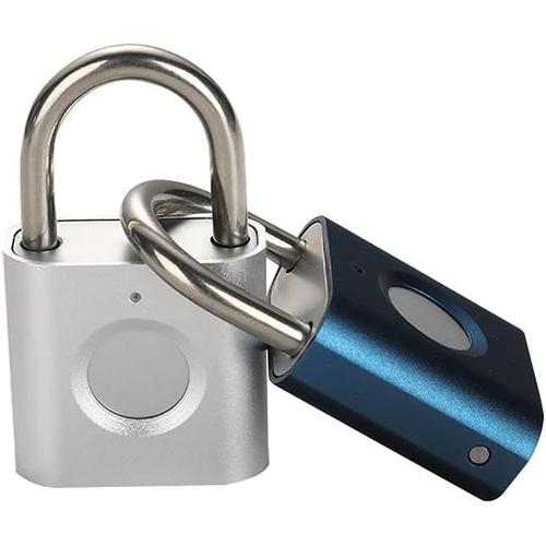 Noir Lot de 2 cadenas à empreintes digitales sans clé pour bagages, sac d'école, bo te à outils (B+S)