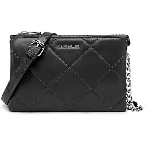 Noir - Petite Pochette Bandoulière Femme - Sacoche Cha nes Simili Cuir Matelassé - Sac à Main Soirée Besace Porté Epaule