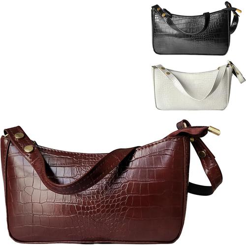 Marron Sac Mini Femme Retro,Petit Sac à BandoulièRe Classique Pour Femme,Sac à BandoulièRe Motif Crocodile,Crocodile Chic Petit Sac