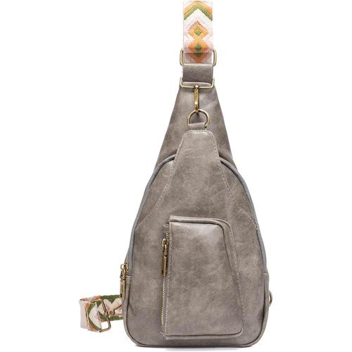 Gris Femme Sac De Poitrine, Petit Cuir Sacs À Dos Étanche Sac À Bandoulière Fille Pour Sling Bag Pour La Randonnée Vélo Camping