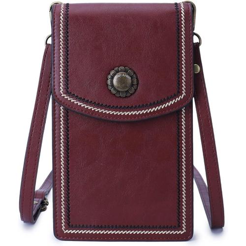 Y Bordeaux Téléphone Portable Portefeuille Voyage Sac Femme Bandoulière Pochette Rfid Blocking Carte Porte Mobile Main Sacs