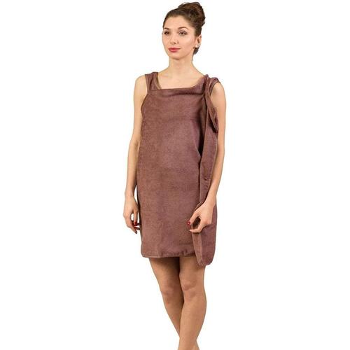 Marron Serviette-Robe, Serviette De Douche Avec Bretelles, Emmanchures, Kilt De Sauna Pour Femmes, Microfibre (Brun)