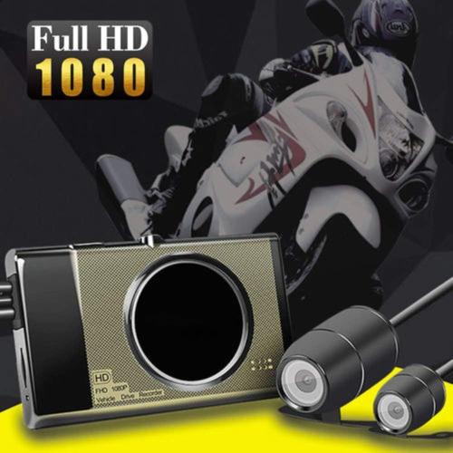 Noir Caméra embarquée étanche pour moto avec enregistreur vidéo Full HD 140 ° angle 7,6 cm 1080p avant et arrière 720p Double caméra